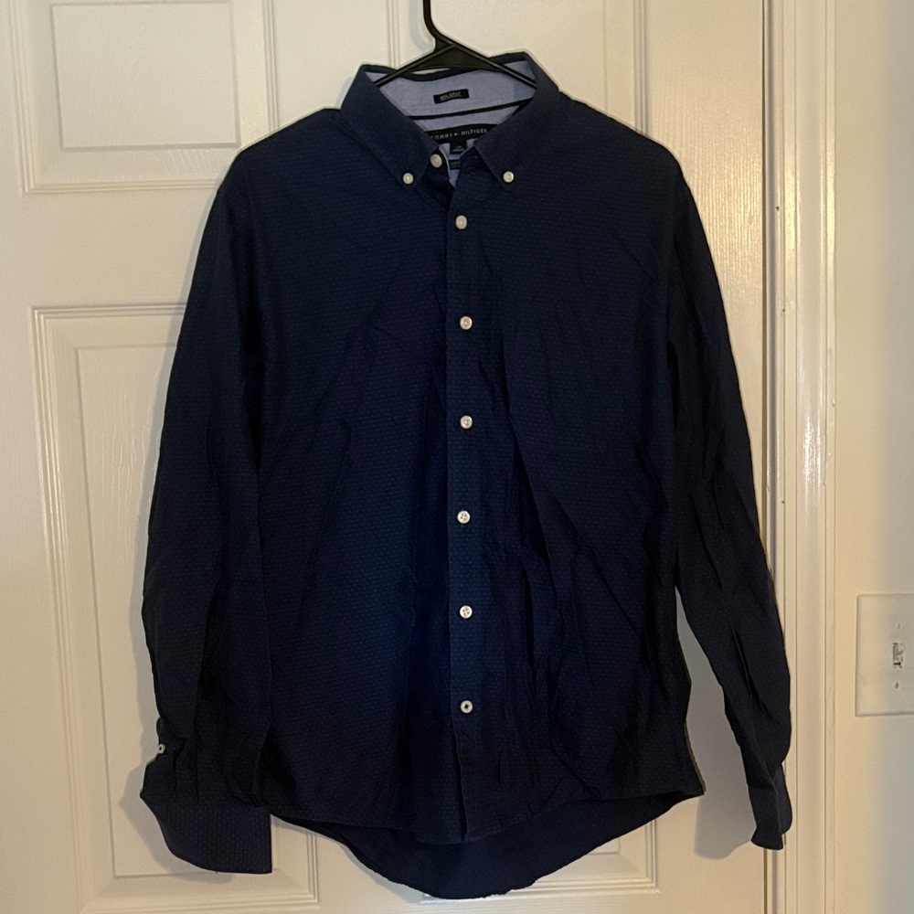 Tommy Hilfiger Navy Blue Casual Button-Down Shirt